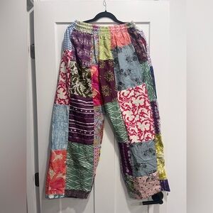 Patchwork pants straight leg pants 
Fits small to most xl